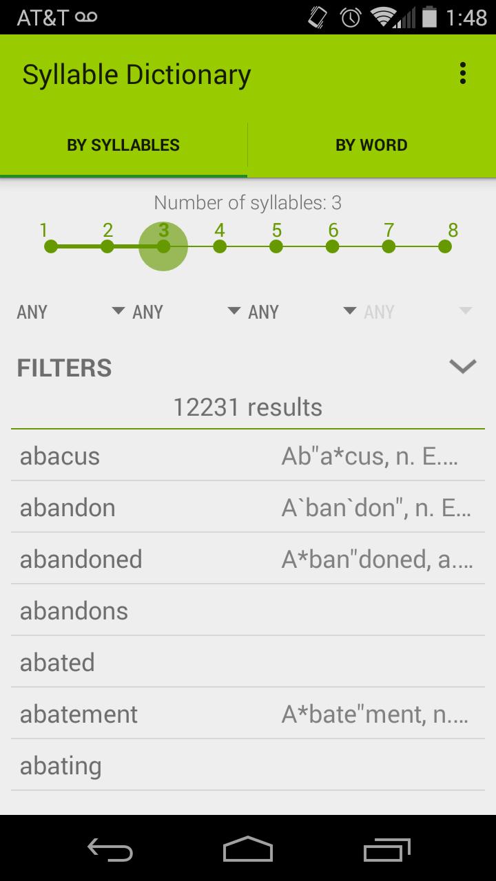 Syllable Dictionary Free