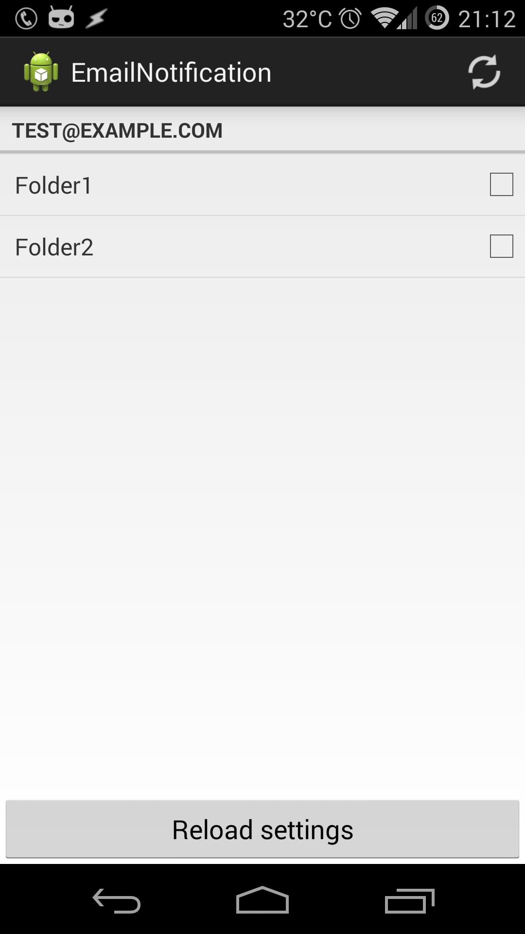 Email subfolder notification