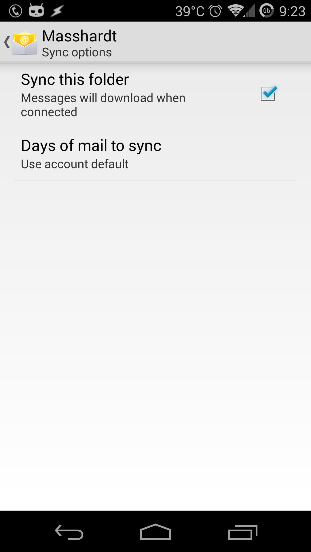 Email subfolder notification