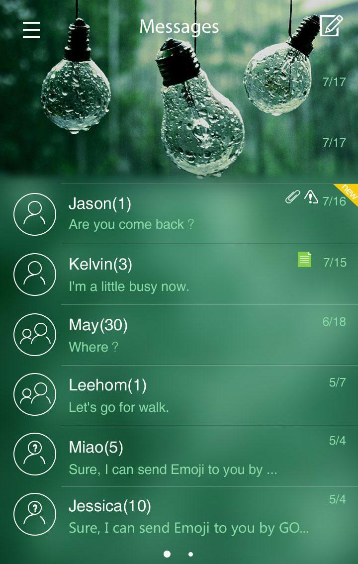 GO SMS PRO RAINY THEME