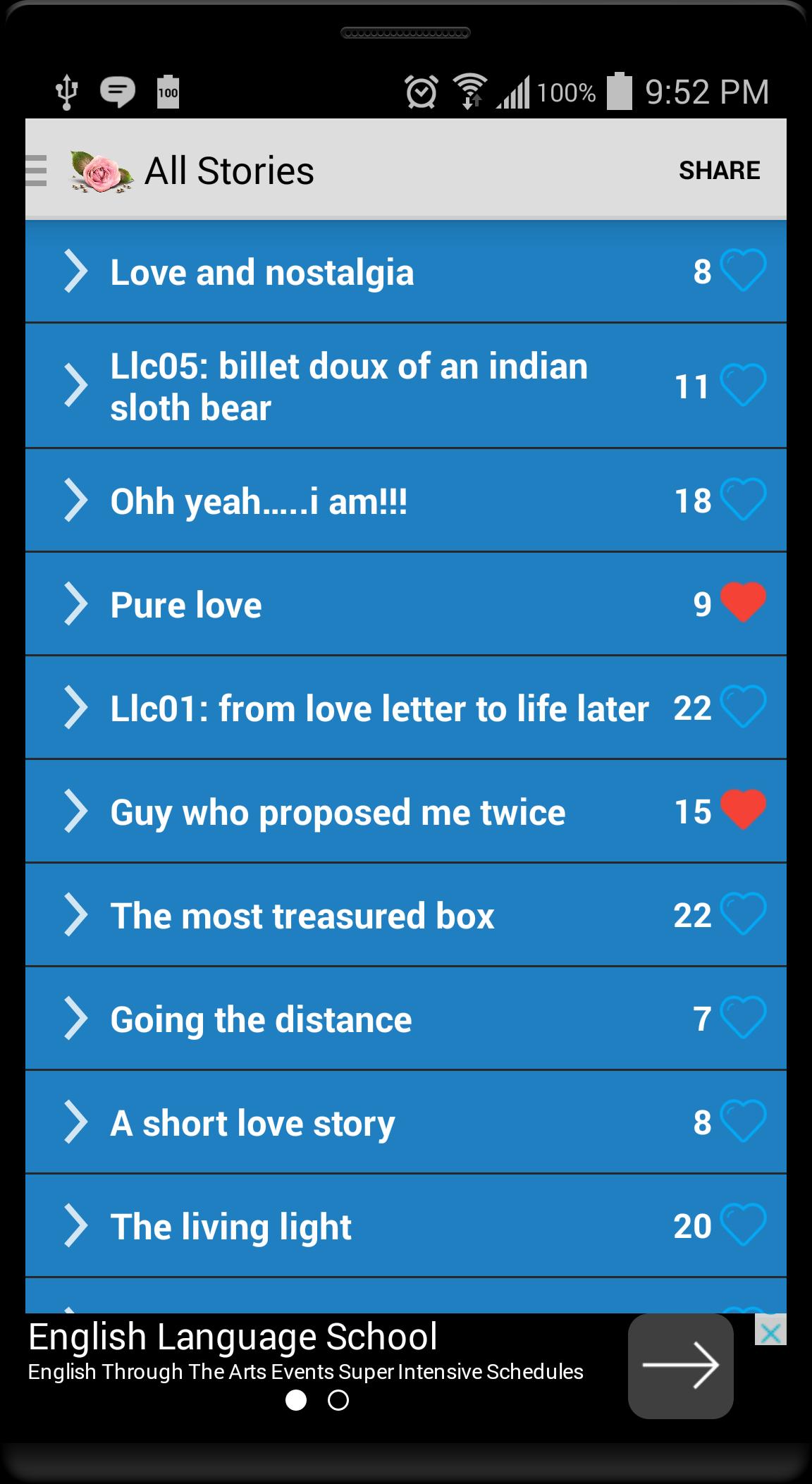 English Short love stories