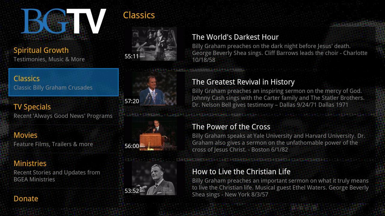 Billy Graham TV for GoogleTV