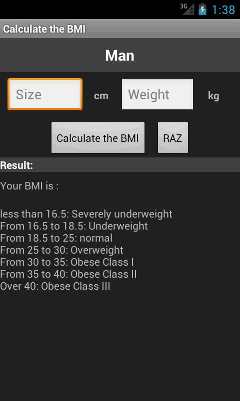 Calculate the BMI