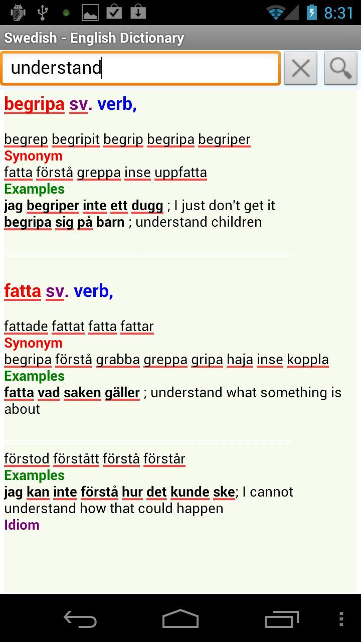 Swedish English Dictionary