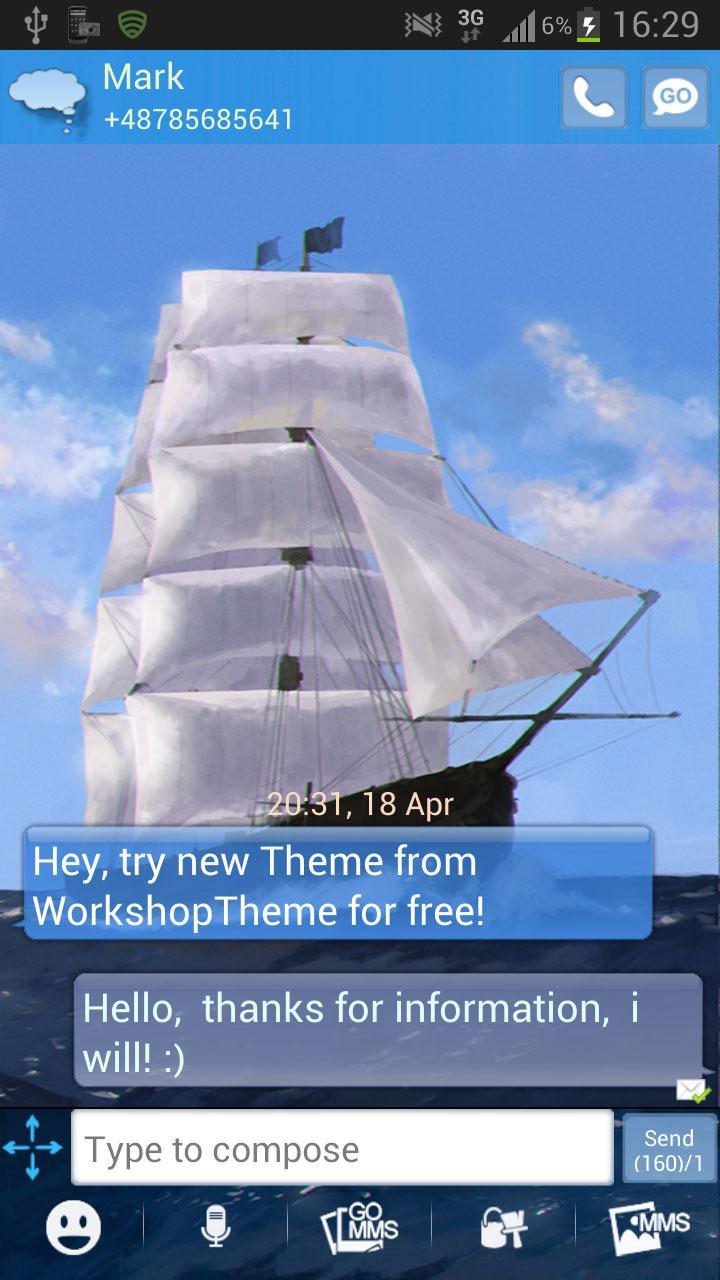 GO SMS Pro Theme Sea Ship