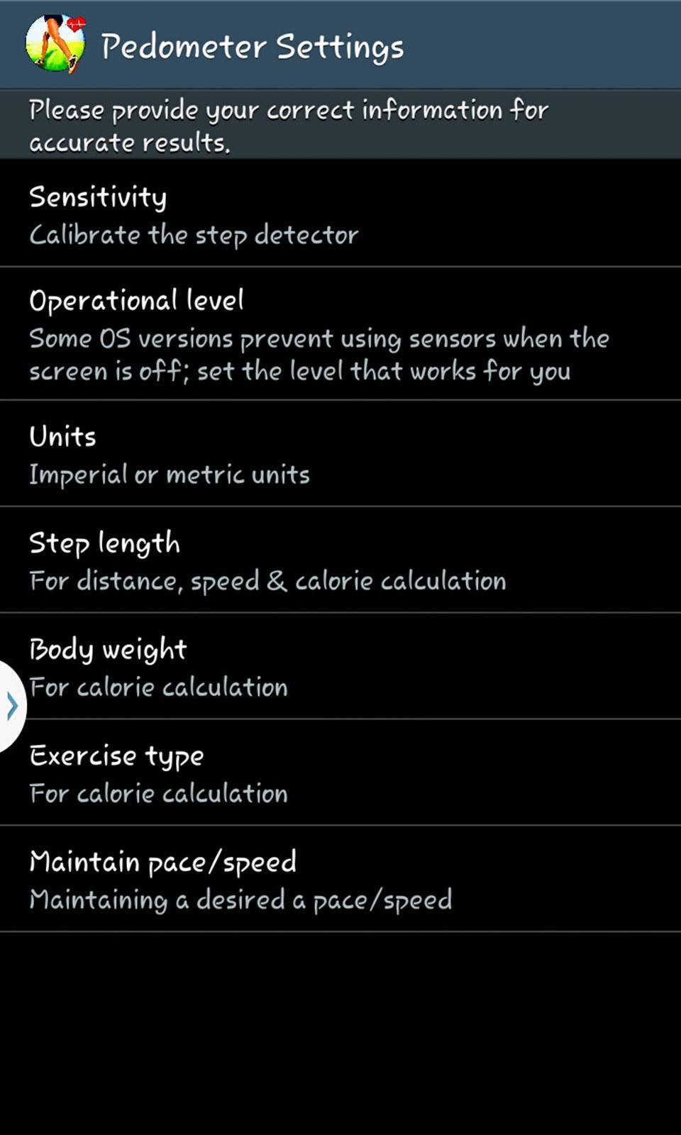 Running Pedometer Step Counter