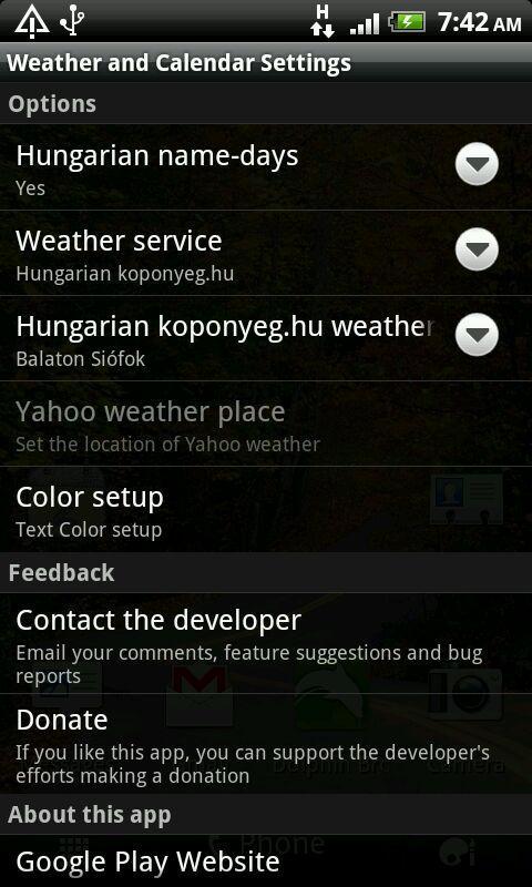 Weather and Calendar widget