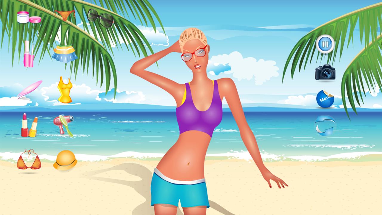 Girl makeover on seaside