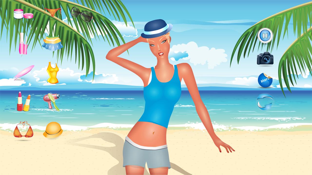 Girl makeover on seaside