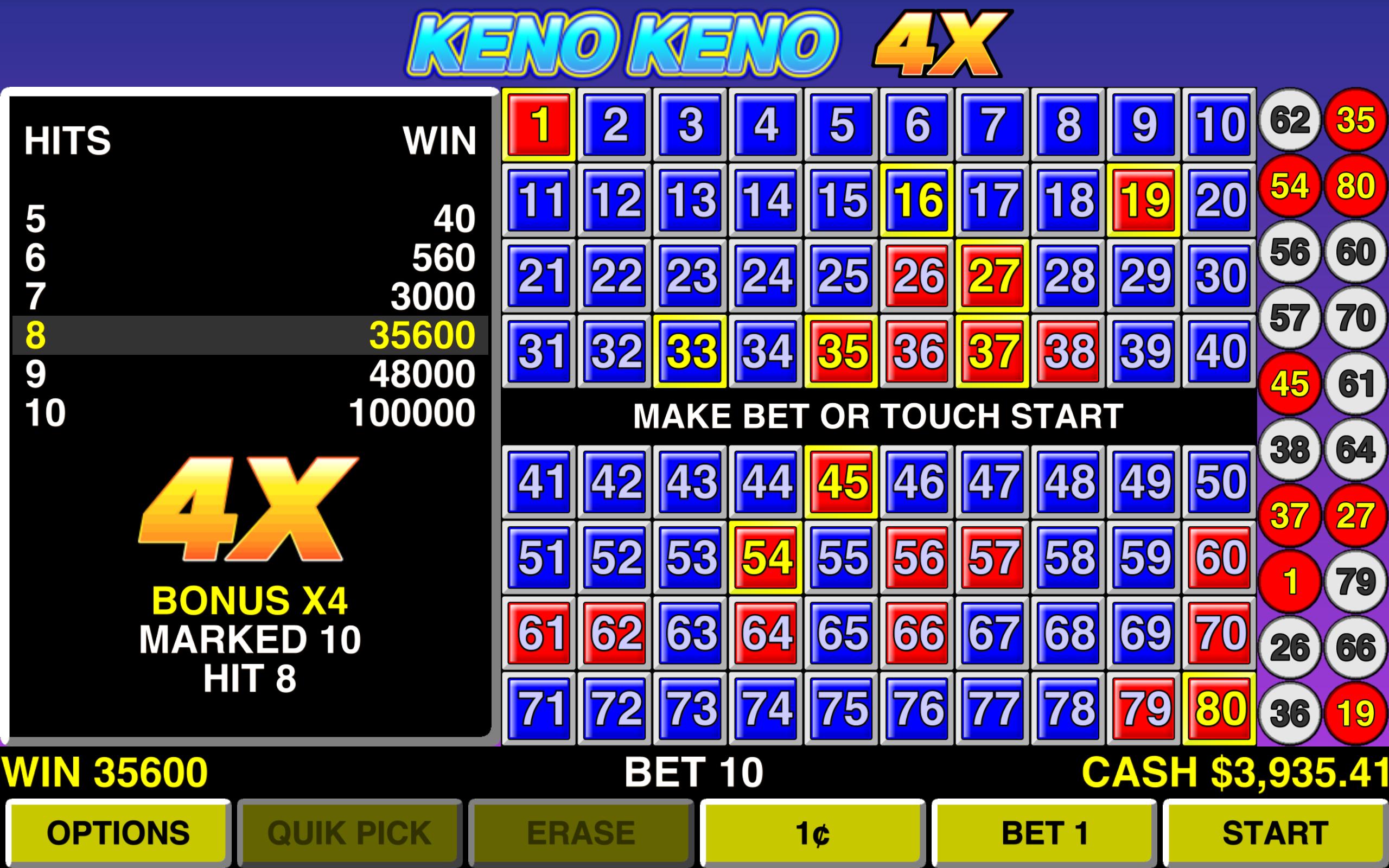 Keno Keno 4X Las Vegas Casino