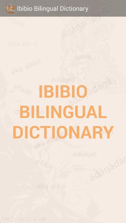 Ibibio Dictionary