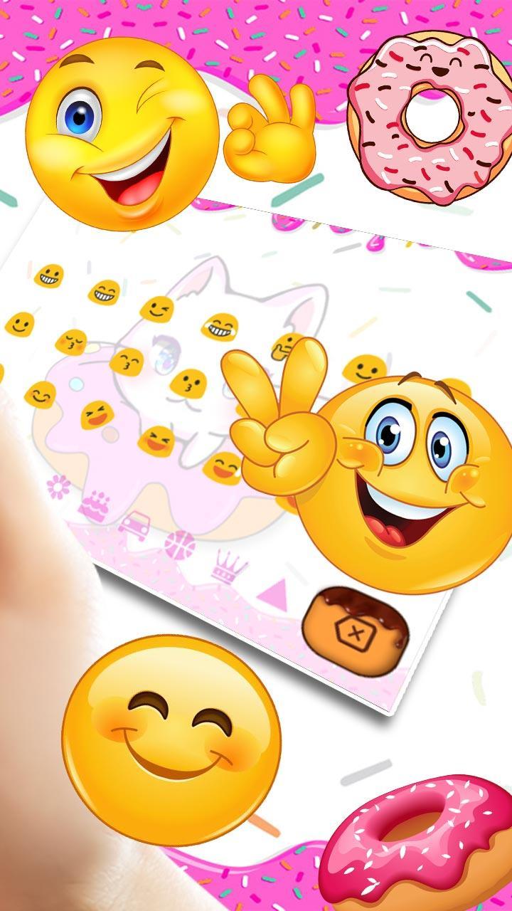 Cute Pink Donuts Cat Keyboard Theme