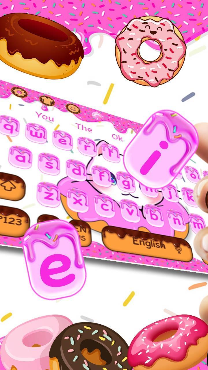 Cute Pink Donuts Cat Keyboard Theme