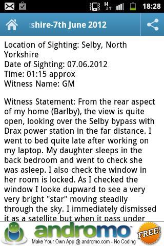 Yorkshire UFO Sightings