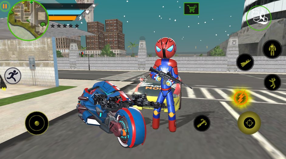 Robot Stickman Spider Rope Hero Bike Transformer